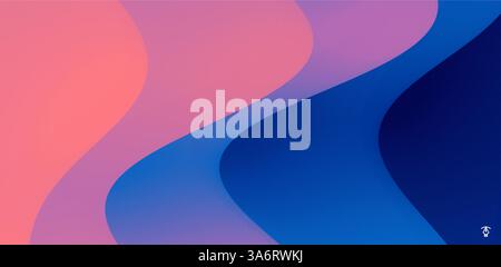 Abstract wavy background with modern gradient colors. Trendy liquid design. Motion sound wave. Vector illustration for banners, flyers and presentatio Stock Vector