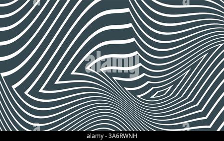 Optic art illustration of black and white squares. The geometric background by stripes. 3d vector pattern for brochure, annual report, magazine, poste Stock Vector