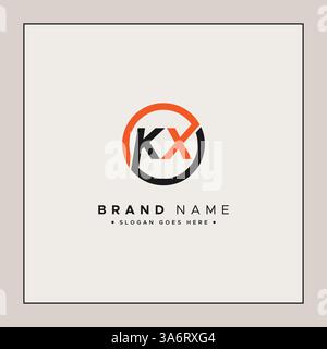 Creative Logo for Initials KX in Monogram Style - Vector Template for Initial Letter K and X Stock Vector