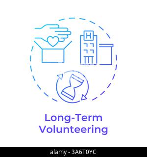 Long term volunteering blue gradient concept icon Stock Vector