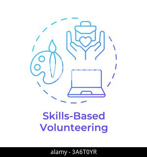 Skills based volunteering blue gradient concept icon Stock Vector