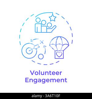 Volunteer engagement blue gradient concept icon Stock Vector