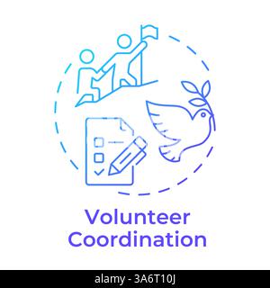 Volunteer coordination blue gradient concept icon Stock Vector