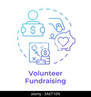 Volunteer fundraising blue gradient concept icon Stock Vector