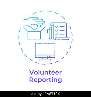 Volunteer reporting blue gradient concept icon Stock Vector
