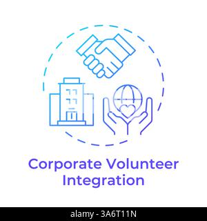 Corporate volunteer integration blue gradient concept icon Stock Vector