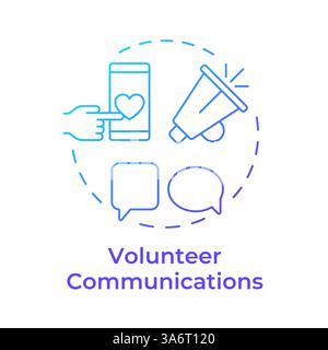 Volunteer communications blue gradient concept icon Stock Vector