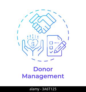 Donor management blue gradient concept icon Stock Vector