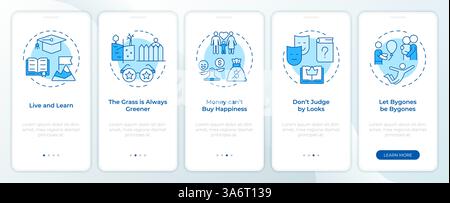 Life wisdom blue onboarding mobile app screen Stock Vector