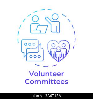 Volunteer committees blue gradient concept icon Stock Vector
