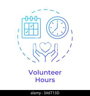 Volunteer hours blue gradient concept icon Stock Vector