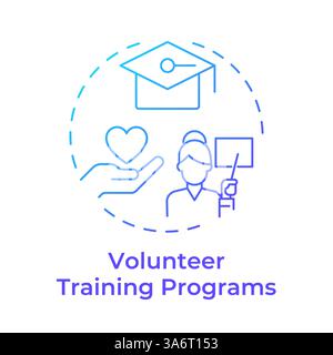 Volunteer training programs blue gradient concept icon Stock Vector