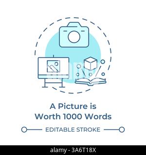 A picture is worth 1000 words soft blue concept icon Stock Vector