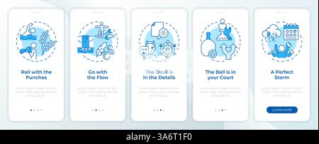 Life challenges blue onboarding mobile app screen Stock Vector