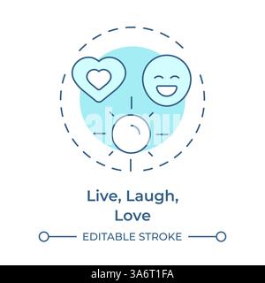 Live laugh love soft blue concept icon Stock Vector