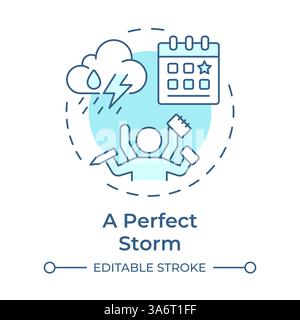 Perfect storm soft blue concept icon Stock Vector