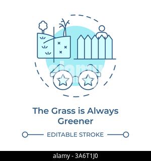 Grass always greener soft blue concept icon Stock Vector