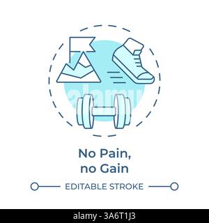 No pain no gain soft blue concept icon Stock Vector