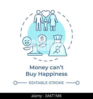 Money cant buy happiness soft blue concept icon Stock Vector