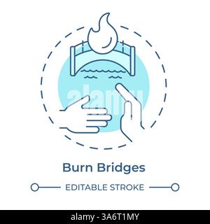 Burn bridges multi color concept icon Stock Vector