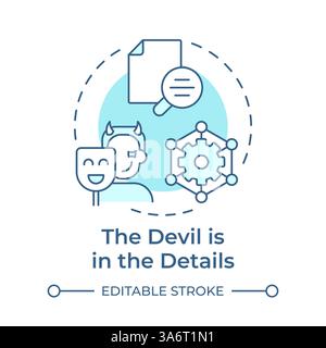 The devil in details soft blue concept icon Stock Vector