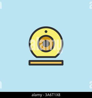 Video baby monitor icon, video surveillance made flat color style, sign linear camera for use logo and other design Stock Vector