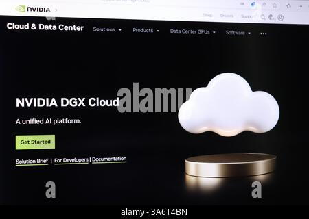Nvidia dgx cloud ai platform interface displayed on screen. Stock Photo