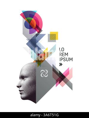 Machine learning. Futuristic artificial intelligence concept. Art composition with geometric shapes and forms. Cover design template for presentation, Stock Vector