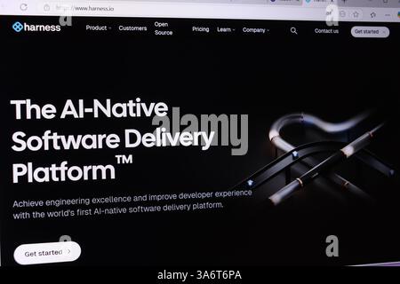 Ai-native software delivery platform interface with harness website design. Stock Photo