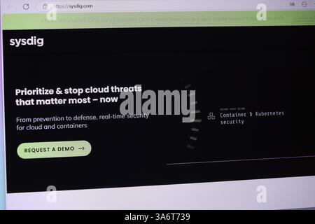 Sysdig cloud security interface display on monitor screen. Stock Photo