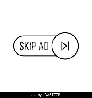 thin line skip or stop ad simple button Stock Vector