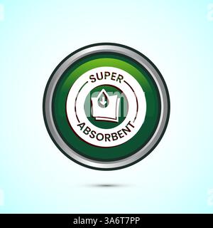 Water absorbent icon design illustration, Water drop absorb sign, symbol, Button design Stock Vector