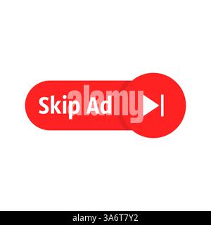 simple red skip or stop ad button Stock Vector