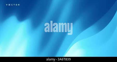 Blue abstract background from curved lines. Concept of cover with dynamic effect. Modern screen. Vector illustration for brochure, poster, presentatio Stock Vector