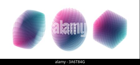 Set of various overlapping elements. Abstract geometric design. 3D illustration for brochure, poster, presentation, flyer or banner. Stock Vector