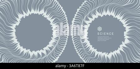 Magic portal hole made from many curved strips. Abstract energy vortex teleport. Virtual reality cyberspace. Design for banner, flyer, poster, cover o Stock Vector