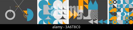 Cover design template. Abstract colorful geometric design. Modern art composition with simple geometric shapes and forms. Pattern for brochure, magazi Stock Vector