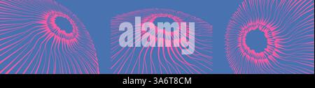 Hole made from many curved strips. Abstract energy formation. Design for banner, flyer, poster, cover or brochure. 3d vector illustration in technolog Stock Vector