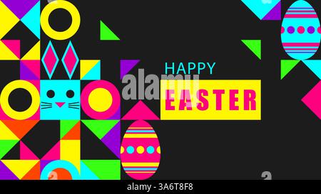 Abstract Geometric Easter Banner With Colorful Colors Stock Vector