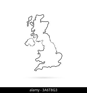 thin line great britain map with shadow Stock Vector