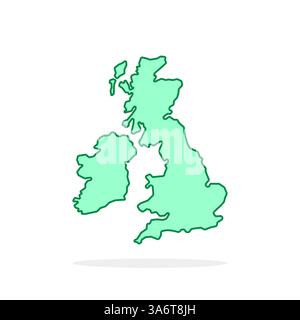 green cartoon linear uk map simple icon Stock Vector