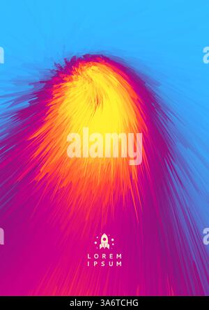 Flying meteor. Cosmic object. Futuristic design. Abstract background. 3D Vector illustration. Stock Vector