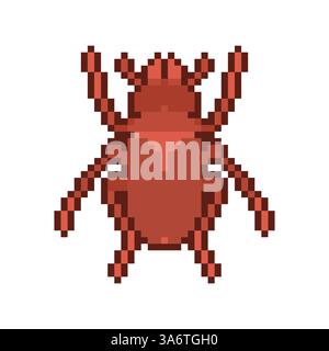 Bug pixel art. 8 bit Beetle insect Vector illustration Stock Vector