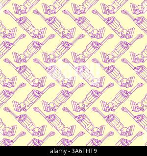 Handheld Vacuum Cleaner pattern seamless. House cleaning machine background Stock Vector