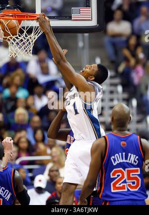 Washington Wizards Nick Young (1) slam dunks as New York