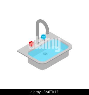 Water in sink. sink is full of water. Stock Vector