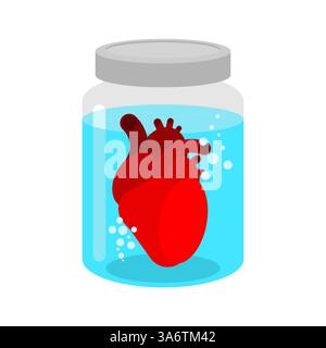Anatomical Heart  glass jar. Alchemical experiment. Ancient spells. Witch's vessel Stock Vector