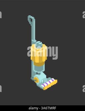 Handheld Vacuum Cleaner pixel art. 8bit  House cleaning machine Stock Vector