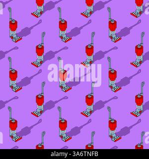 Handheld Vacuum Cleaner pattern seamless. House cleaning machine background Stock Vector