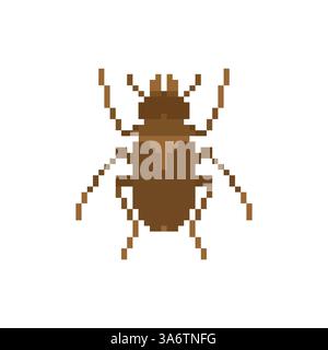 Bug pixel art. 8 bit Beetle insect Vector illustration Stock Vector